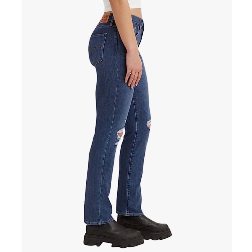 Levi's 724 High Rise Straight Jeans Distressed Ripped - Picture 9 of 16
